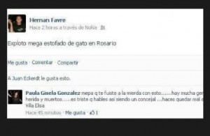 Una captura del perfil del concejal de Villa Elisa antes de que borrara el comentario.