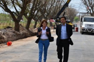 La intendenta supervisó la obra de ensanche de Almafuerte.
