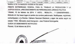 La Junta Promotora distribuyó una imagen de la resolución.