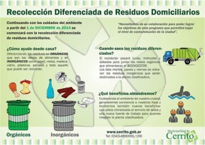 Comienza la campaña de diferenciación domiciliaria de residuos en Cerrito.