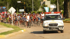 Nutrida caravana de bicicletas.