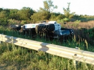 Volcó una cosechadora cerca de Seguí