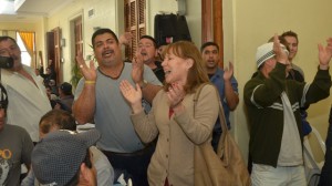 En la sede de Uocra, Osuna participó de un almuerzo junto a dirigentes y trabajadores.