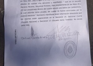 se encontraron con boletas apócrifas de Cambiemos en algunas mesas de Paraná.