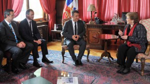 Urribarri, Bordet y Bahl con Bachelet