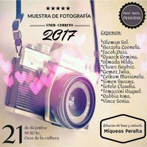 Este 21 de diciembre a las 19.30hs en la Casa de la Cultura de Cerrito.