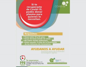 El Ministerio de Salud provincial convoca a donar plasma.