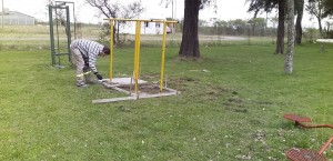 Trabajos en el polideportivo.