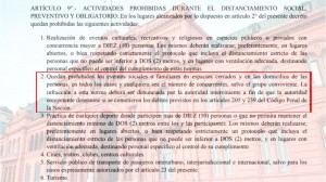 Decreto presidencial que prohibe reuniones familiares