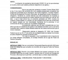 Este año ya no habrá fútbol en Paraná Campaña