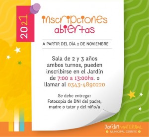 Inscripciones abiertas.