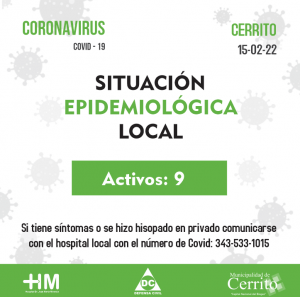 9 casos activos de covid en Cerrito