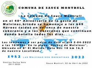 Acto por la gesta de Malvinas en Sauce Montrull