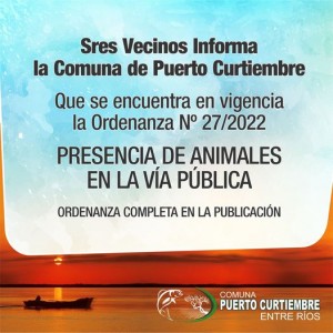 Ordenanza en Puerto Curtiembre que regula le presencia de animales sueltos en la vía pública