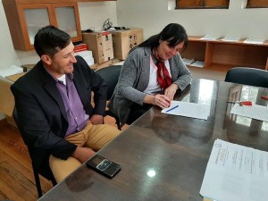 Minchiotti acompaño la realización de la obra en la escuela