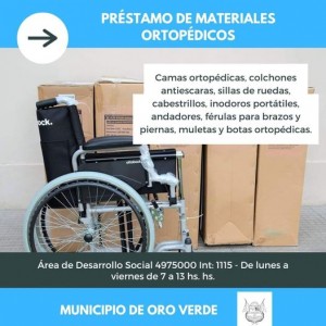 Material ortopédico para vecinos de Oro Verde