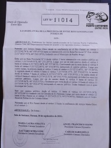 La legislatura fijó los límites para la jurisdicción de Puerto Curtiembre